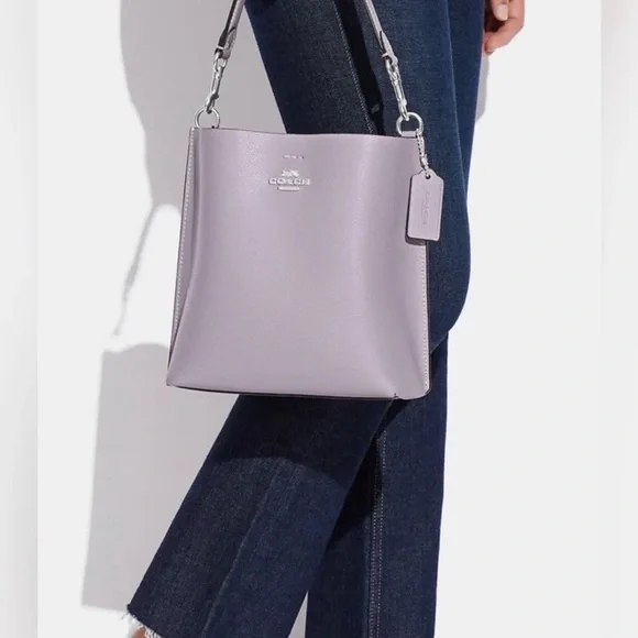 NWT COACH Purple Crossbody/Shoulder Bucket Bag in Silver/Mist Authentic CA177